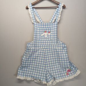 Cinnamoroll Gingham Ruffle Shortalls Overall Shorts Blue 2XL XXL